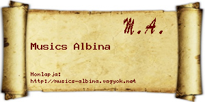 Musics Albina névjegykártya